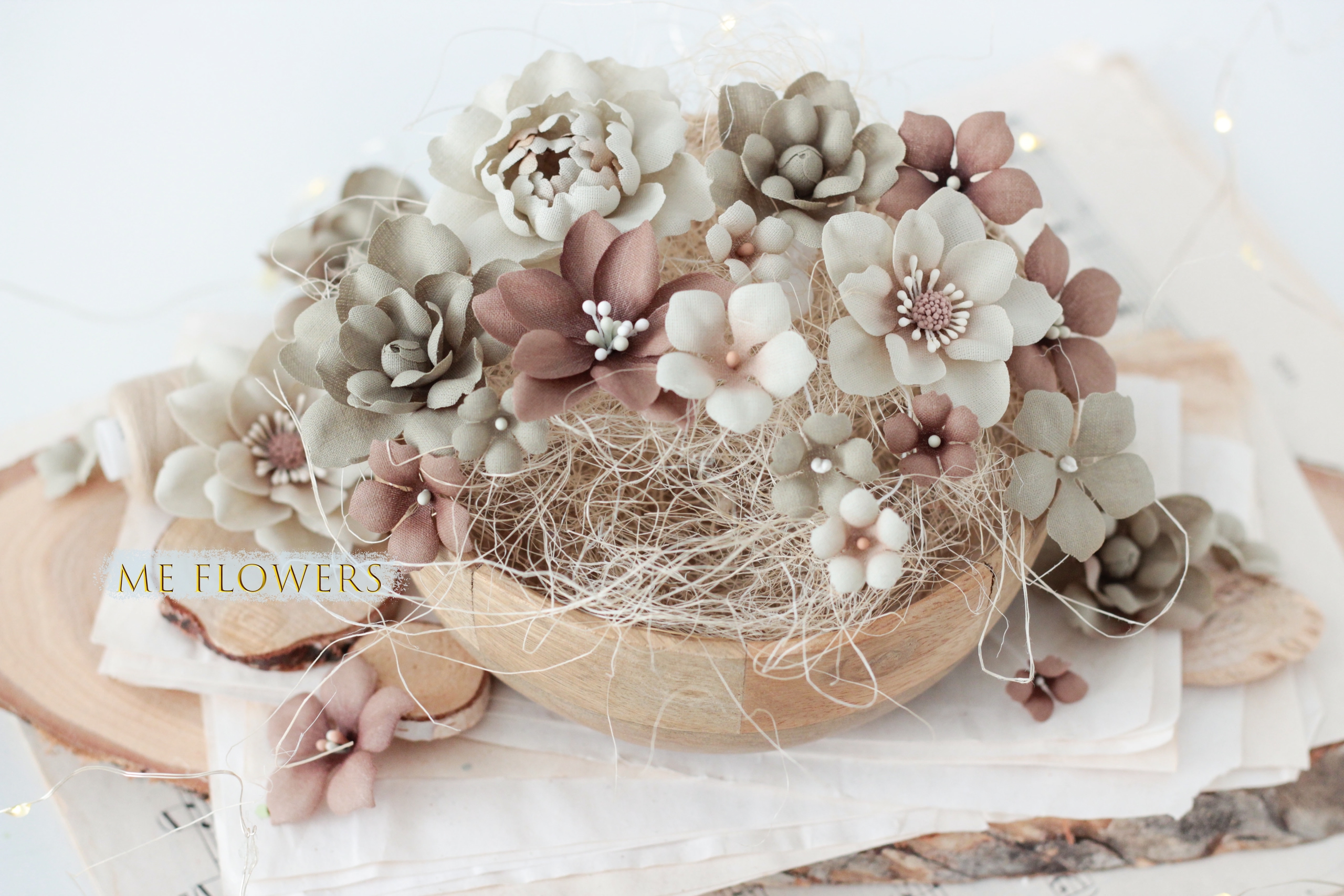 Набор цветов из ткани "Шёпот леса" от ME_Flowers, арт.MF-SHL